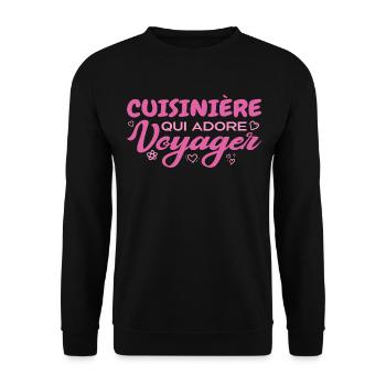 Cuisinière globe-trotteuse passionnée de voyages - Sweat-shirt Unisexe - noir - Devant - Alina (178cm) & Michal (187cm)