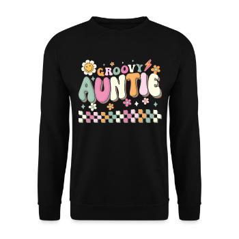 Auntie 60s 70s Hippie Family Best Aunt Ever Auntie - Unisex Sweatshirt - black - Front - Alina (178cm) & Michal (187cm)