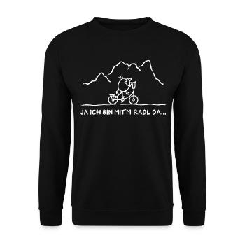 Cycliste Song - Oui Je suis là avec 'm Radl - Sweat-shirt Unisexe - noir - Devant - Alina (178cm) & Michal (187cm)