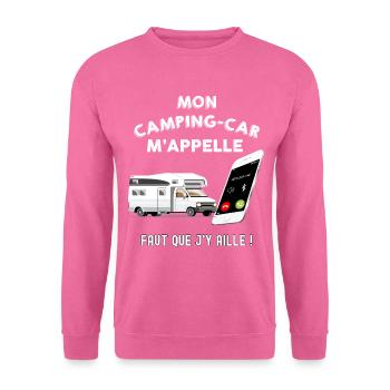Camping-car humour appel de voyage - Sweat-shirt Unisexe - rose - Devant