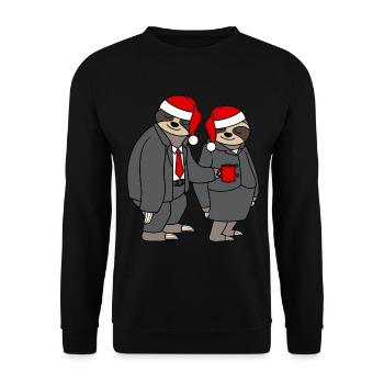 Paire de paresseux Chapeaux de Noël Paires Père Noël - Sweat-shirt Unisexe - noir - Devant - Alina (178cm) & Michal (187cm)