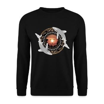 Weißspitzenhochseehaie Hawaiianisch Polynesisch - Unisex Pullover - Schwarz - Vorne - Alina (178cm) & Michal (187cm)