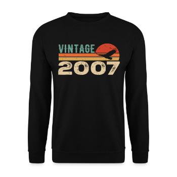 Vintage 2007 Retro 2007 Birthday Gift - Unisex Sweatshirt - black - Front - Alina (178cm) & Michal (187cm)