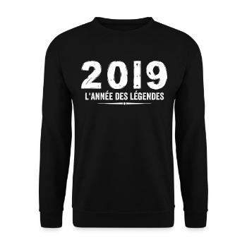 2019 Jahr der Legenden - Geschenk zum Jubiläum 2019 - Unisex Pullover - Schwarz - Vorne - Alina (178cm) & Michal (187cm)