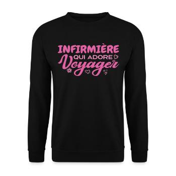 Infirmière globe-trotteuse passionnée de voyages - Sweat-shirt Unisexe - noir - Devant - Alina (178cm) & Michal (187cm)