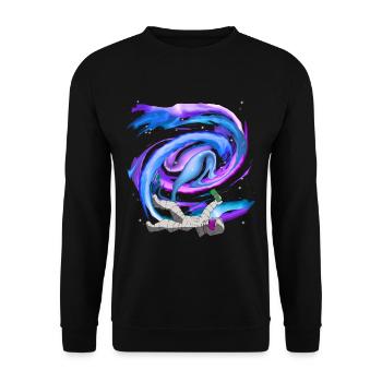Betrunkener Astronaut - Unisex Pullover - Schwarz - Vorne - Alina (178cm) & Michal (187cm)