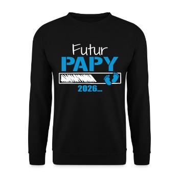 Futur Papy 2026 Cadeau Bientôt Grand-Père - Sweat-shirt Unisexe - noir - Devant - Alina (178cm) & Michal (187cm)