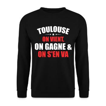 Rugby Toulouse Humour Gift Supporter - Unisex Sweatshirt - black - Front - Alina (178cm) & Michal (187cm)