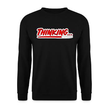 Thinking PopArt Ladebalken Schriftzug - Unisex Pullover - Schwarz - Vorne - Alina (178cm) & Michal (187cm)