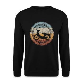 Moped Roller Mofa I Mofa fahren Vintage Retro - Unisex Pullover - Schwarz - Vorne - Alina (178cm) & Michal (187cm)