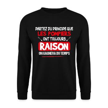 Pompier - Caserne - Phrase Drôle - Cadeau - Sweat-shirt Unisexe - noir - Devant - Alina (178cm) & Michal (187cm)
