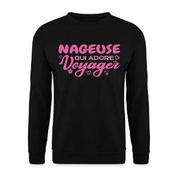 Globetrotting swimmer with a passion for travel - Unisex Sweatshirt - black - Front - Alina (178cm) & Michal (187cm)