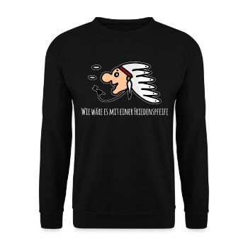 Indianer Häuptling Friedenspfeife rauchen - Unisex Pullover - Schwarz - Vorne - Alina (178cm) & Michal (187cm)