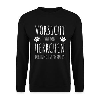 Herrchen Hunde Sprüche Geschenkidee Hund Pfote - Unisex Pullover - Schwarz - Vorne - Alina (178cm) & Michal (187cm)
