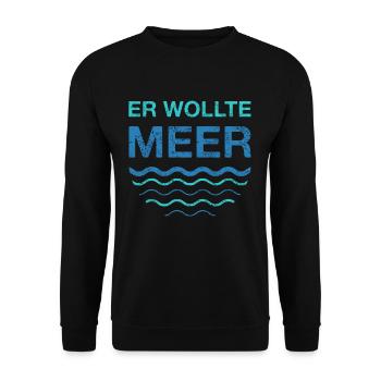 SIE KÜSTE ER WOLLTE MEER Partner Retro Vintage - Unisex Pullover - Schwarz - Vorne - Alina (178cm) & Michal (187cm)