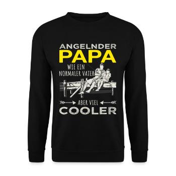 Angelnder Papa Vatertag Angler Vater Sohn Angeln - Unisex Pullover - Schwarz - Vorne - Alina (178cm) & Michal (187cm)