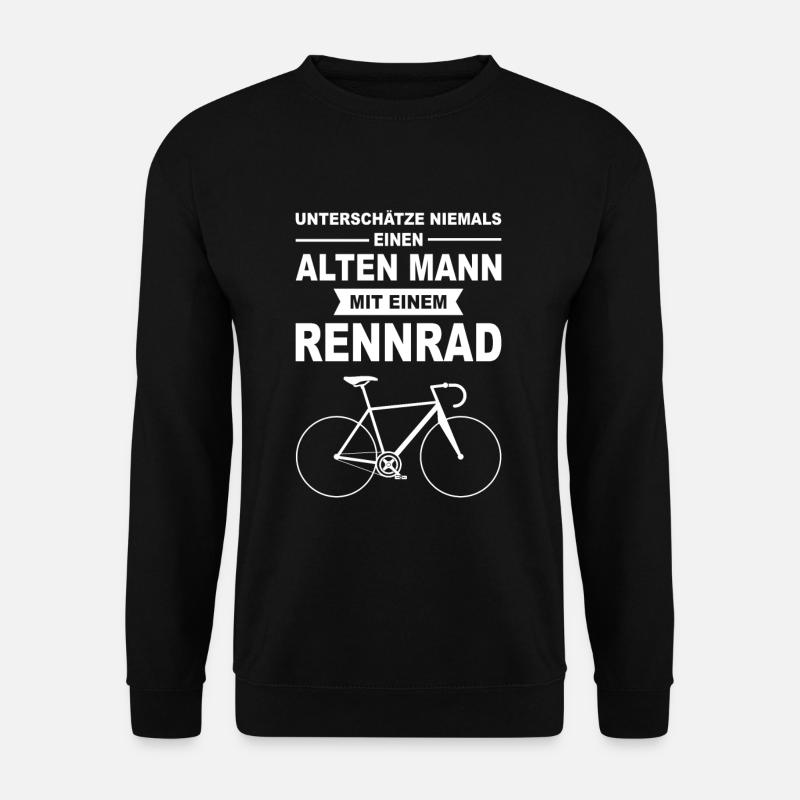 Unterschätze niemals einen Alten Mann mit Rennrad - Unisex Pullover - Schwarz