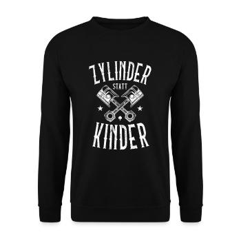 Zylinder Statt Kinder Hubraum Motor US Muscle Car - Unisex Pullover - Schwarz - Vorne - Alina (178cm) & Michal (187cm)