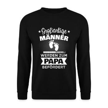 Werdender Papa Baby Spruch Loading Vater Geburt - Unisex Pullover - Schwarz - Vorne - Alina (178cm) & Michal (187cm)