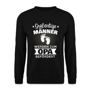 Opa Papa Vater Baby Geburt Spruch Männer Vintage - Unisex Pullover - Schwarz - Vorne - Alina (178cm) & Michal (187cm)