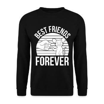 Beste Freunde für immer - Ratte Ratten Haustier - Unisex Pullover - Schwarz - Vorne - Alina (178cm) & Michal (187cm)