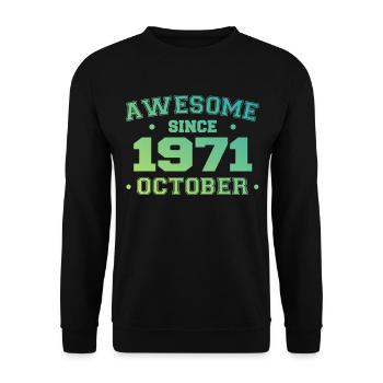 Octobre 1971 - Cadeau Anniversaire Octobre 1971 - Sweat-shirt Unisexe - noir - Devant - Alina (178cm) & Michal (187cm)