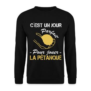 Petanque Shirt • A perfect day • Petanque Gift - Unisex Sweatshirt - black - Front - Alina (178cm) & Michal (187cm)