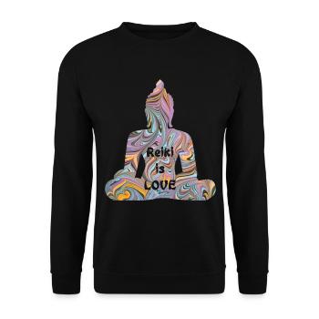 reiki with buddha e 14 - Unisex Sweatshirt - black - Front - Alina (178cm) & Michal (187cm)