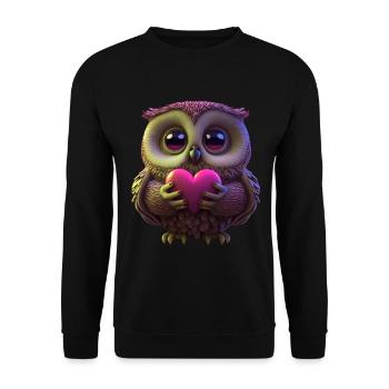 Mignon hibou rose avec coeur - Sweat-shirt Unisexe - noir - Devant - Alina (178cm) & Michal (187cm)