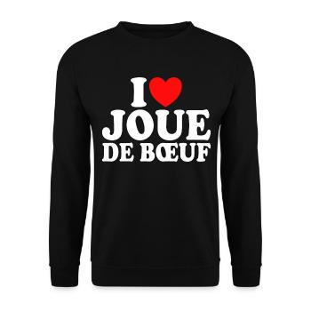 Boucher I Love Joue De Boeuf - Sweat-shirt Unisexe - noir - Devant - Alina (178cm) & Michal (187cm)
