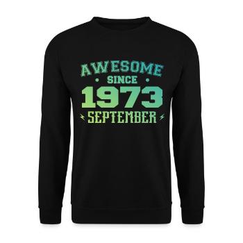 Septembre 1973 Cadeau Anniversaire Septembre 1973 - Sweat-shirt Unisexe - noir - Devant - Alina (178cm) & Michal (187cm)