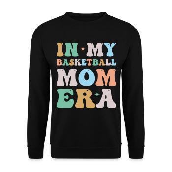 In My Basketball Mom Era Groovy Retro - Unisex Sweatshirt - black - Front - Alina (178cm) & Michal (187cm)