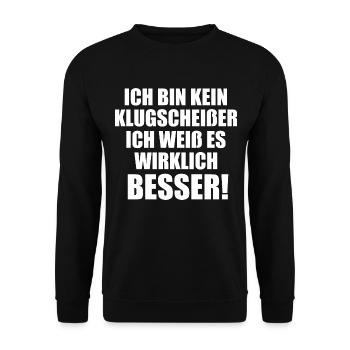 Klugscheißer Spruch Lustig Geschenkidee - Unisex Pullover - Schwarz - Vorne - Alina (178cm) & Michal (187cm)