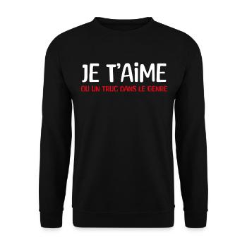 je t'aime ou un truc dans le genre - Sweat-shirt Unisexe - noir - Devant - Alina (178cm) & Michal (187cm)