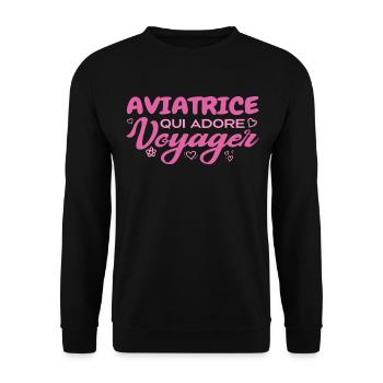 Aviatrice globe-trotteuse passionnée de voyages - Sweat-shirt Unisexe - noir - Devant - Alina (178cm) & Michal (187cm)