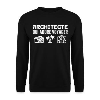 Reisende & Architekten: Leidenschaft & Entdeckung - Unisex Pullover - Schwarz - Vorne - Alina (178cm) & Michal (187cm)