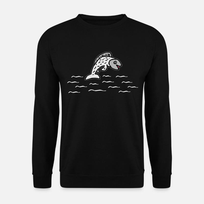Angwln - Fisch springt im Wasser - Unisex Pullover - Schwarz