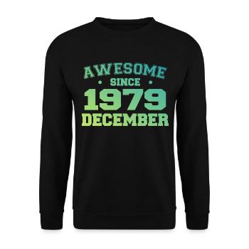 December 1979 Birthday - December 1979 Gift - Unisex Sweatshirt - black - Front - Alina (178cm) & Michal (187cm)