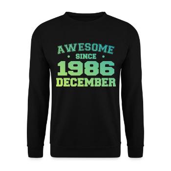 December 1986 Birthday - December 1986 Gift - Unisex Sweatshirt - black - Front - Alina (178cm) & Michal (187cm)