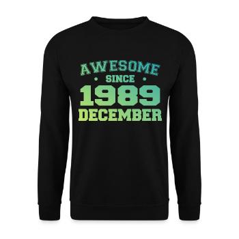 Anniversaire Décembre 1989 - Cadeau Decembre 1989 - Sweat-shirt Unisexe - noir - Devant - Alina (178cm) & Michal (187cm)