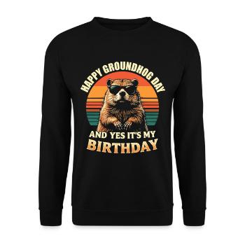Happy Groundhog Day Cool Groundhog with Sunglasses - Unisex Sweatshirt - black - Front - Alina (178cm) & Michal (187cm)