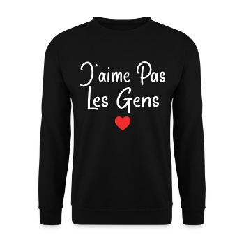 Humoristique adolescent Humour J'aime Pas Les Gens - Sweat-shirt Unisexe - noir - Devant - Alina (178cm) & Michal (187cm)
