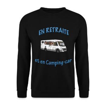 En Retraite et en camping car - Sweat-shirt Unisexe - noir - Devant - Alina (178cm) & Michal (187cm)
