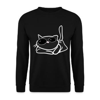 cool cat animal pet summer - Unisex Sweatshirt - black - Front - Alina (178cm) & Michal (187cm)