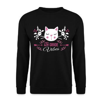 4th grade | Grade Vibes Back to School Cute Cat - Sweat-shirt Unisexe - noir - Devant - Alina (178cm) & Michal (187cm)