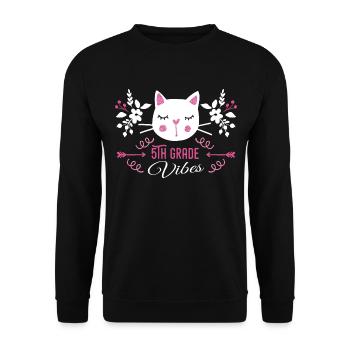 5th grade | Grade Vibes Back to School Cute Cat - Sweat-shirt Unisexe - noir - Devant - Alina (178cm) & Michal (187cm)