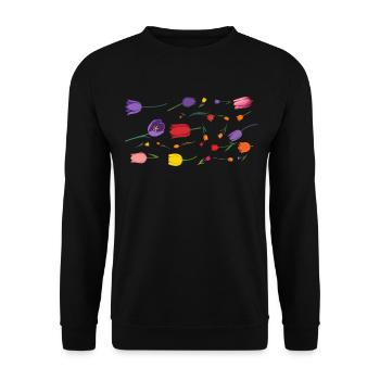 Flowers Spring Tulips - Unisex Sweatshirt - black - Front - Alina (178cm) & Michal (187cm)