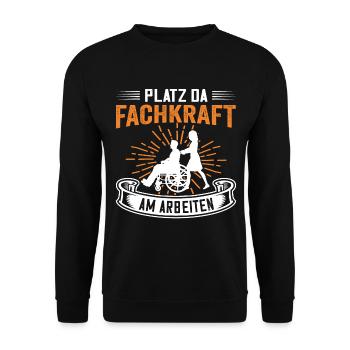 Lustiger Altenpflege Fachkraft Pflege Spruch - Unisex Pullover - Schwarz - Vorne - Alina (178cm) & Michal (187cm)