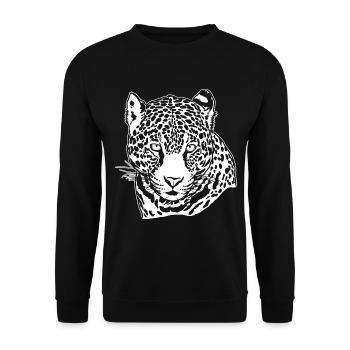 Jaguar Face Graphique Cool Big Cat Wild Animal Lover - Sweat-shirt Unisexe - noir - Devant - Alina (178cm) & Michal (187cm)
