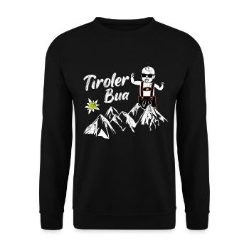 Tiroler Bua Österreich Berge Geschenkidee Tirol - Unisex Pullover - Schwarz - Vorne - Alina (178cm) & Michal (187cm)